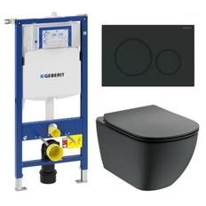 Toiletpakke m/Ideal standard Tesi toilet m/sæde, cisterne og mat sort trykknap