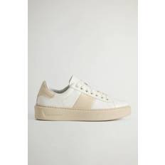 Chunky Court Sneakers in Leather with Contrasting Insert - Off White