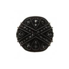 Anello Unisex Fascia Argento Nero Cristalli...