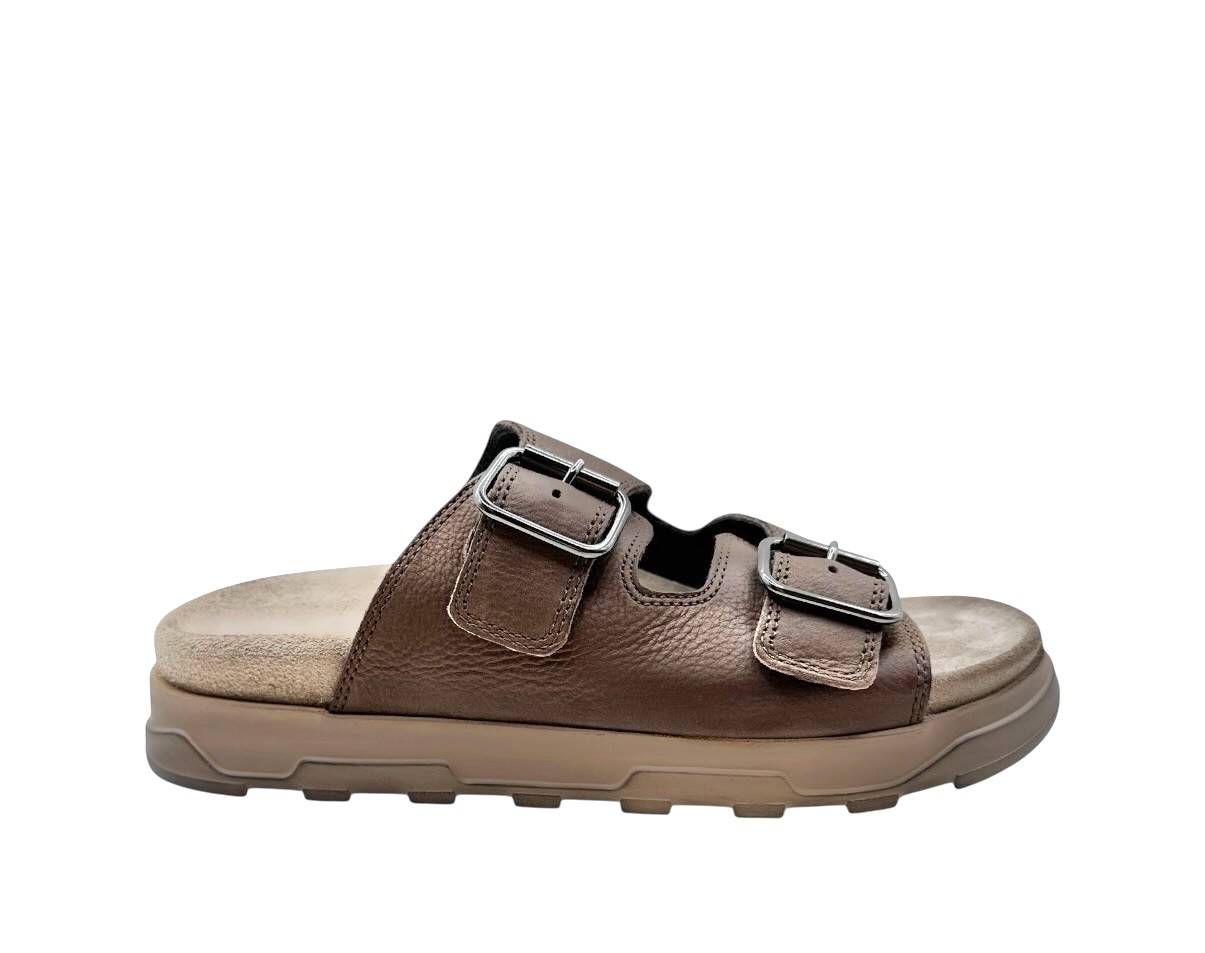 Lofina - Slippers i mørk beige skind - 1E-240 37