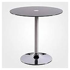 Modern rund glasskiva piedestal matbord 80 cm svart krombas 2 4-sits frukost bistrobord C köksmöbler