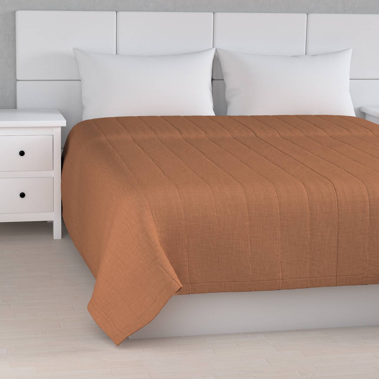 Sengetæppe quiltet<br/>10cm striber, Terracotta, Sensuale Premium