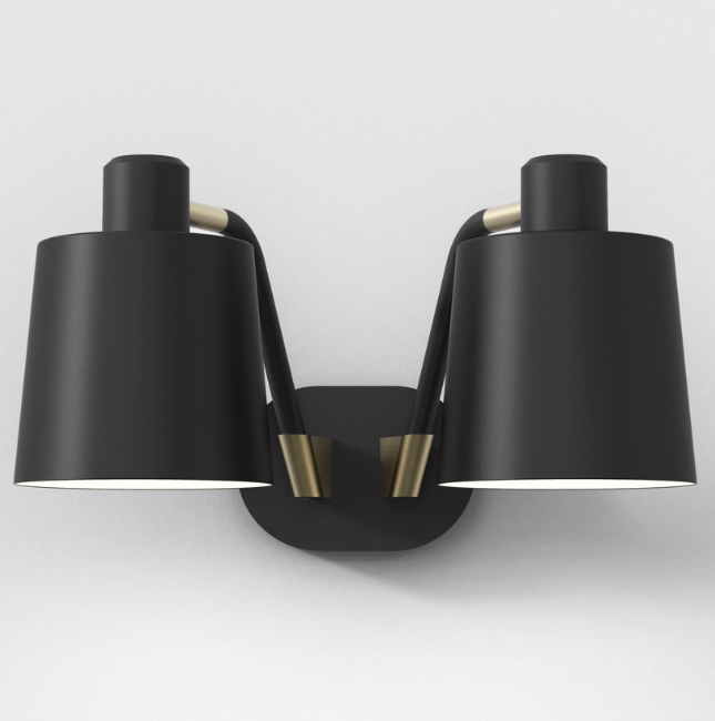 Edward Twin væglampe fra Astro Lighting - Sort/Sort metal