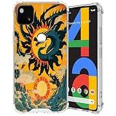 Xioolia Transparent fodral passar Google Pixel 8 8 Pro 7 7 Pro 7a 6 6a 6 Pro 5 4 4a 4XL 3a 4G/5G med Dragon-AM7 fyra hörnskydd