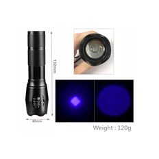 Ultraviolet UV Torch 365nm med zoom (ravlygte)