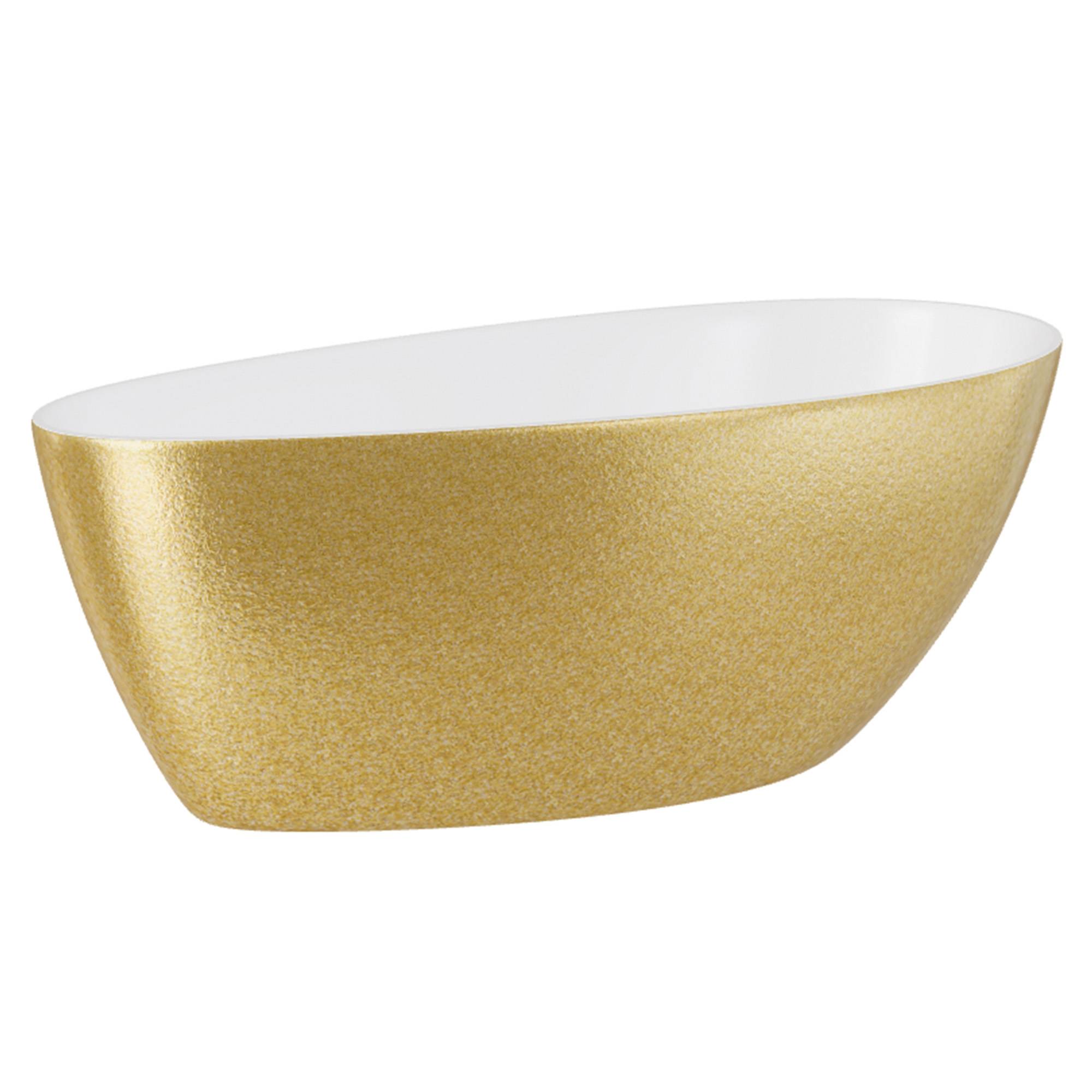 Handgjorda Mineral DuraBe Mineralgjutning Badkar Verona Guld Blank 170x72 cm med Krom Pop-up Bottenventil