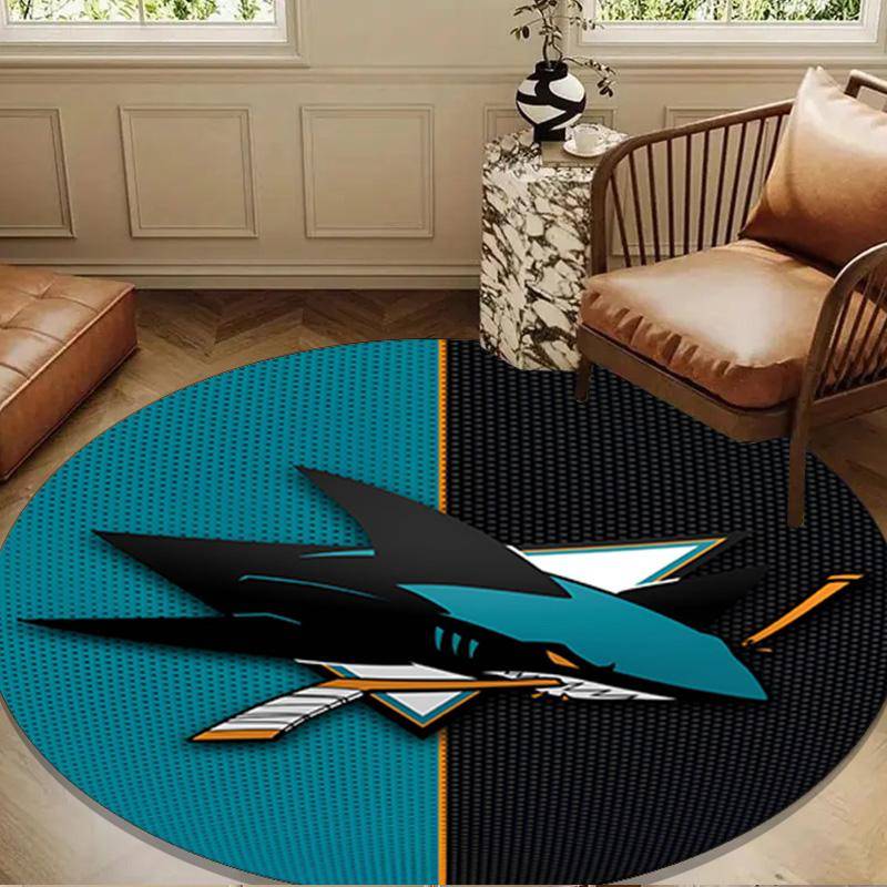 San-Jose Sharks Hockey Round Rug for Livingroom,Bedroom, Palyroom, Chair Rug, Area rug, Circle Carpet, Large Size Decor Fan Christmas gift