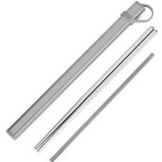 Ren titansandblästring polering ätpinnar set med ätpinnar förvaringsrör aluminium låda bärväska bestick set - Frostat 3 st uppsättning