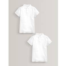 Next White Easy Fastening School 100% Cotton Polo Shirts 2 Pack (3-16yrs) - 14 Years (164cm)