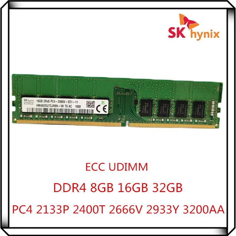 SK Hynix DDR4 8GB 16GB 32GB 2133P 2400T 2666V 2933Y 3200AA PC4  2Rx8 Pure ECC UDIMM RAM workstation Unbuffered Server memory