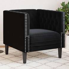 Chesterfield sofa stol Argyle Sort 71 x 74.5 x 70.5 cm Fløjl