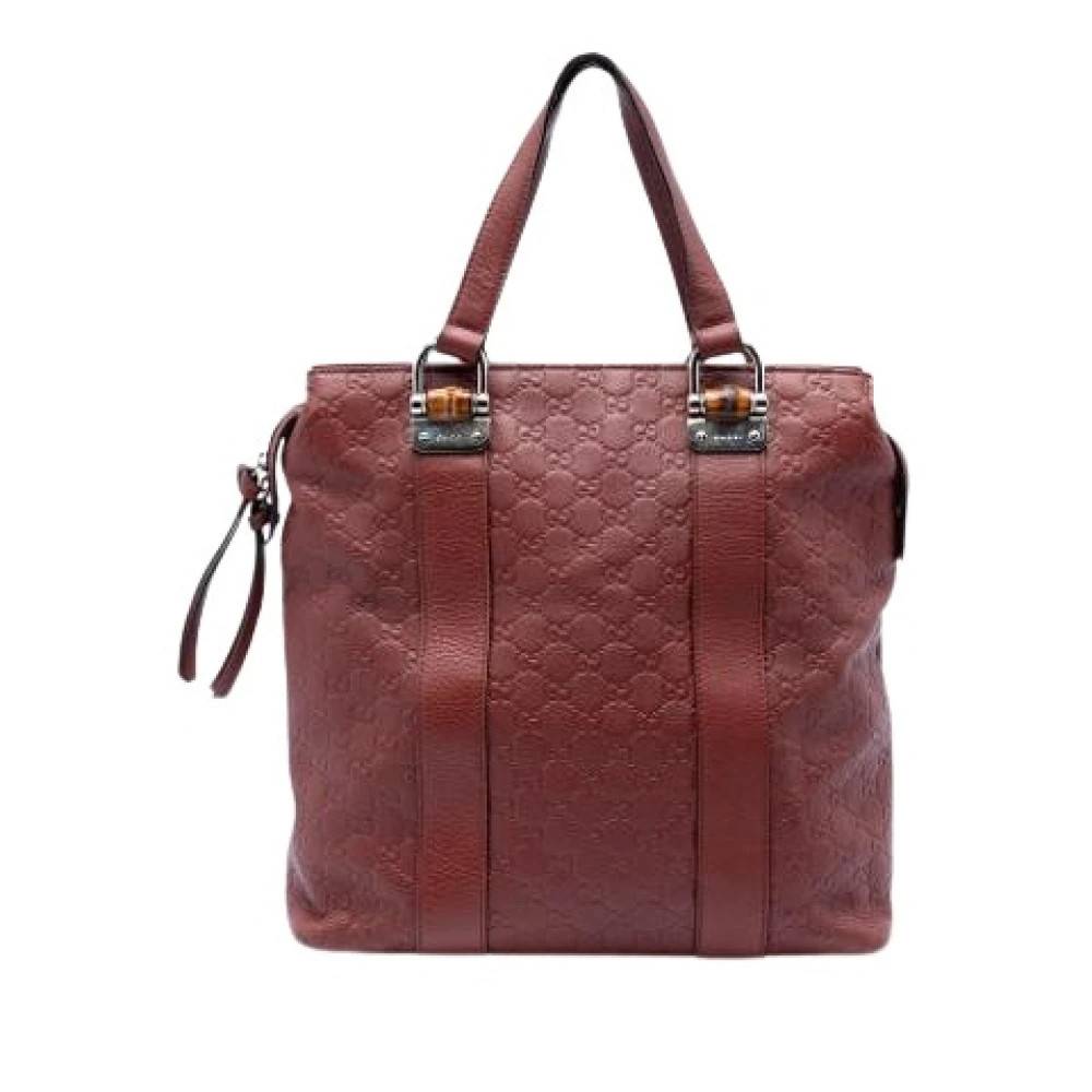 Gucci Vintage Pre-owned Bamboo Bar tote bag - Vintage - Dame - Rød - ONE SIZE - Uld