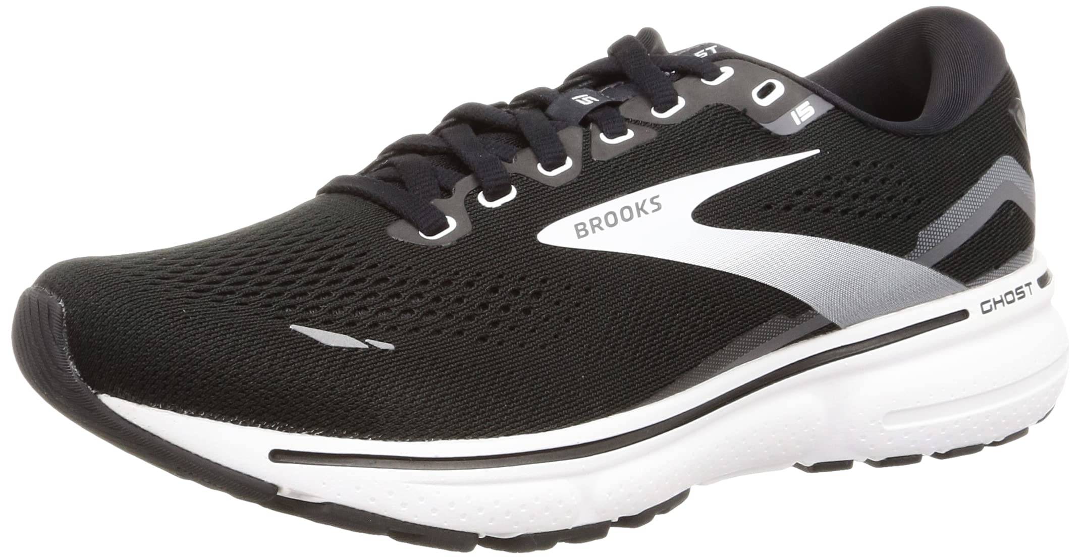 Brooks Ghost 15 Herr Löparskor, Sneakers, Svart/Vit, Storlek D, Storlek 28.0 cm (BRM 3933)
