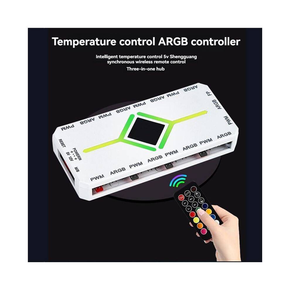5V 3 Pin ARGB Controller Cooling Fan Hub PWM Fan Hub PWM ARGB Fan Hub for ARGB Computer PC Case Fan Black