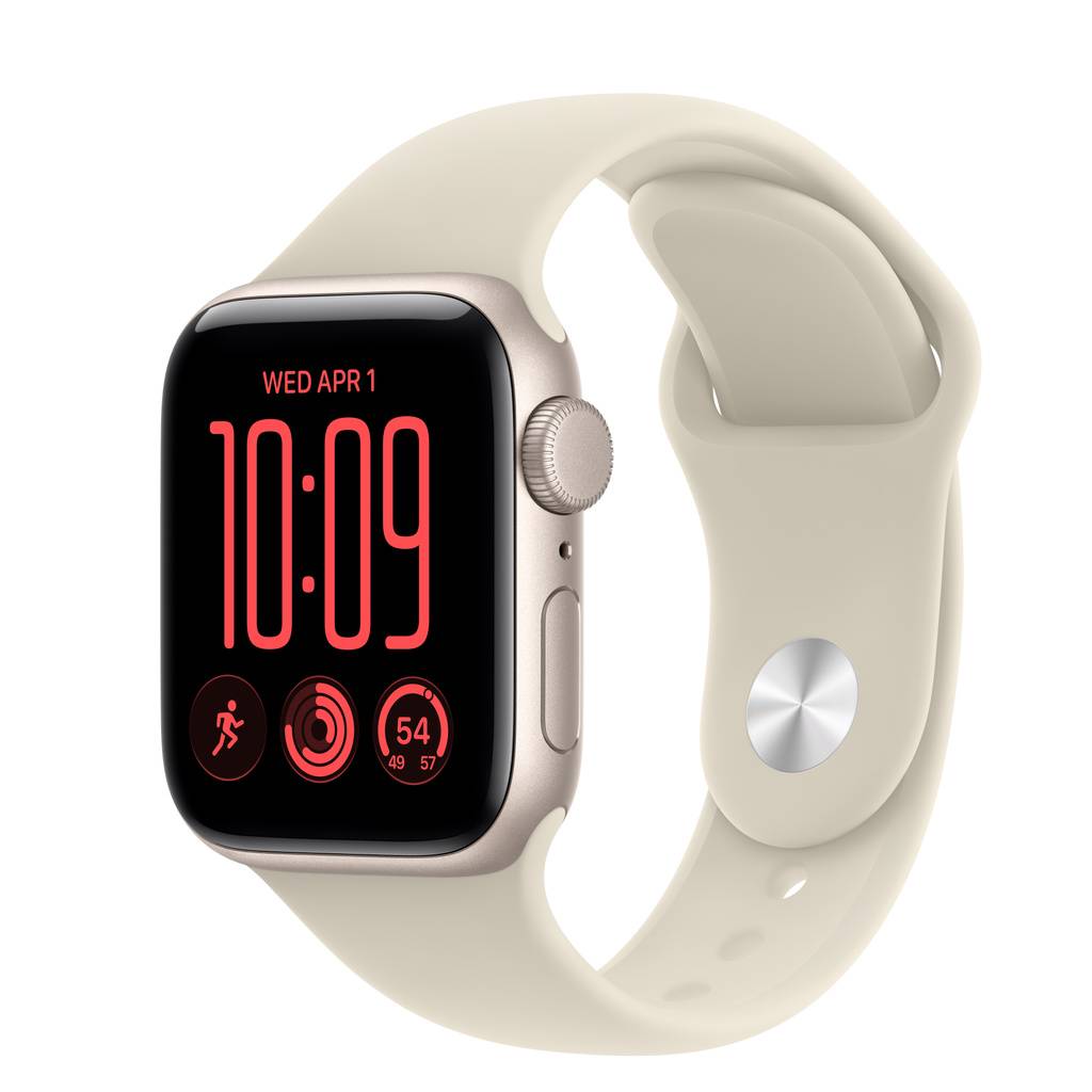 Apple Watch SE 3 (GPS) • Aluminiumboett stjärnglans, 40 mm • Sportband sand – S/M