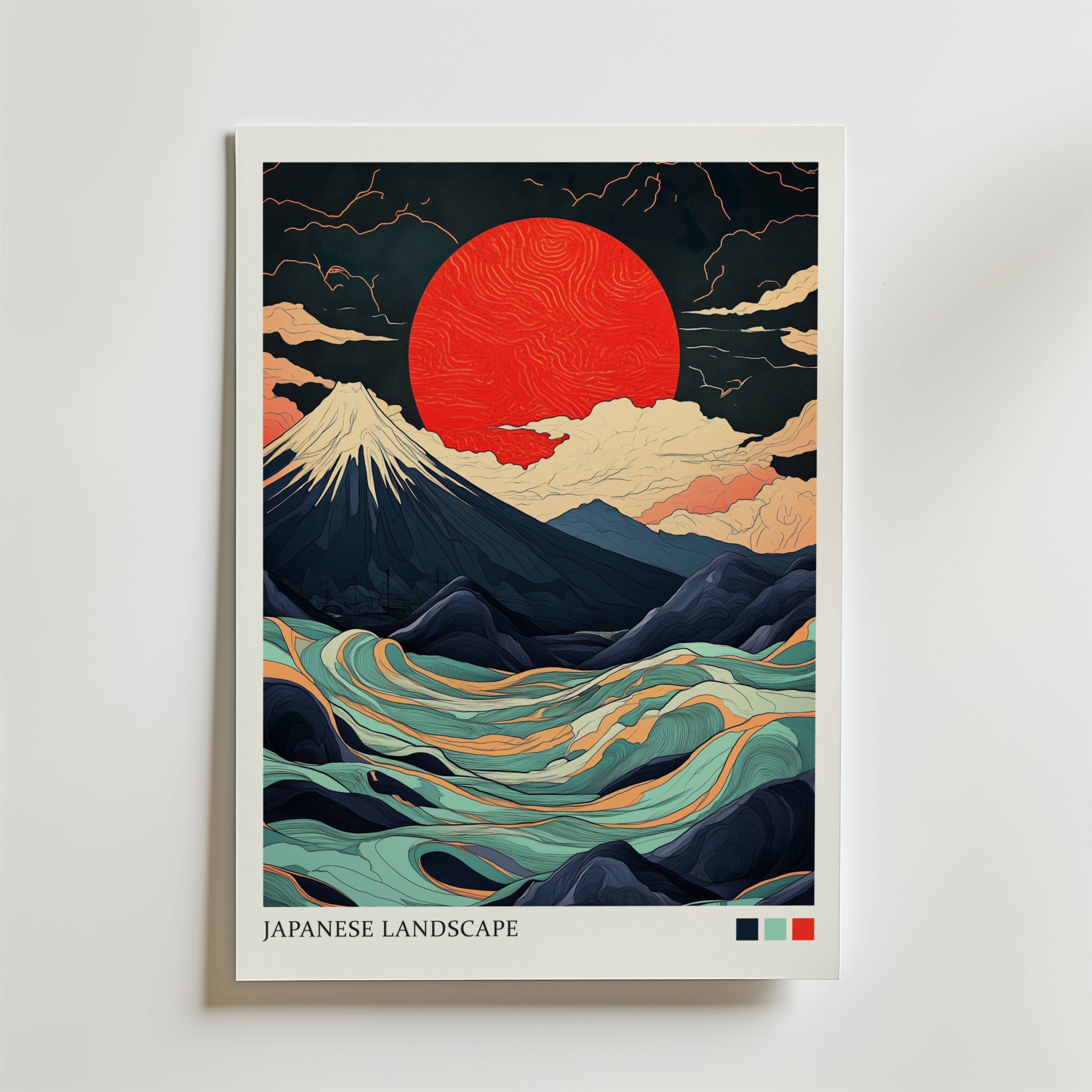 Japanese Landscape Abstract Poster - Premium Canvas 30x40 cm