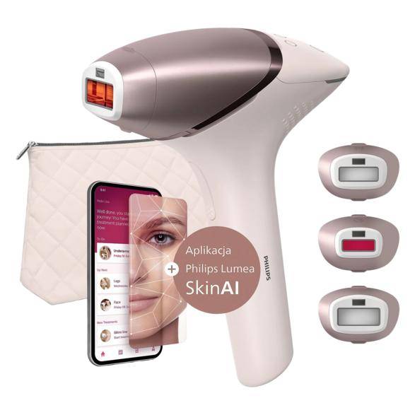Philips lumea 9900 skinai bri977/00 vit och guld fotoepileringsenhet
