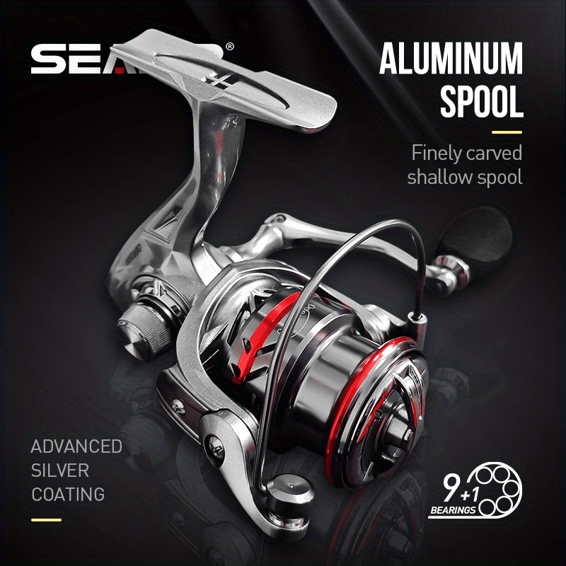 TEMU 1pc Ultra Light Long Casting Fishing Reel, Aluminum Shallow Spool, Spinning Fishing Reel, Max Drag 12kg, 9+1bb, Freshwater Saltwater Fishing Tackle