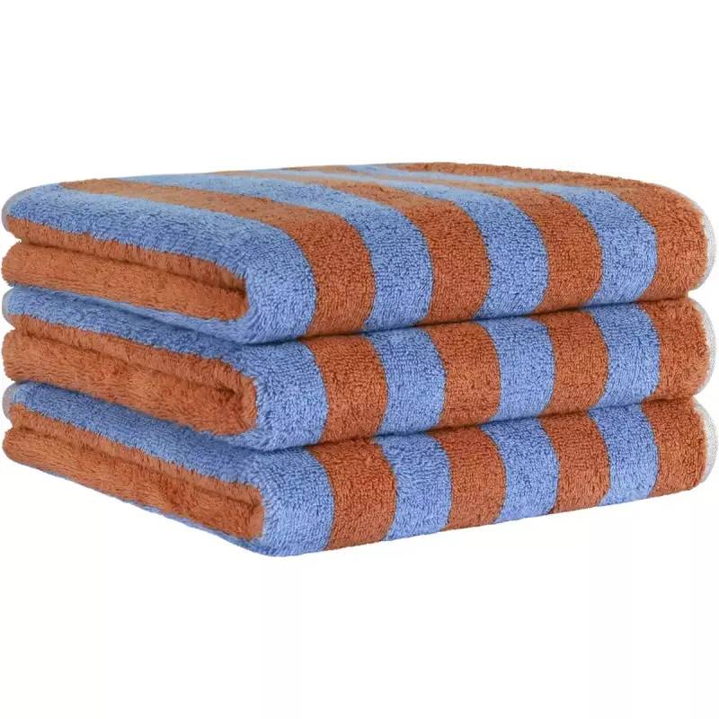 Handduk med breda ränder blau-terra 6277-13
