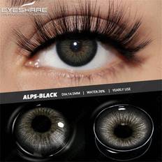 EYESHARE Nya linser 2 st/1 par naturliga färgkontaktlinser för ögonmakeup och skönhet Grå bruna linser blågrön kontakt, bekväma för dagligt bruk eller - Svart