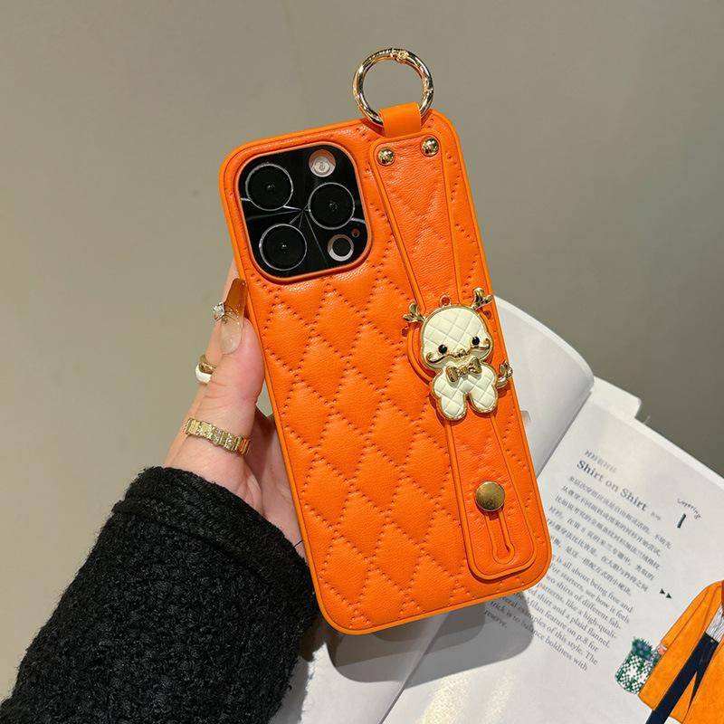 The Wristband Is Suitable for Apple 16ProMax Phone Case, IPhone15 Anti-drop 14 Full Cover 13 Creative Leather Case iPhone 12 6.1 inch