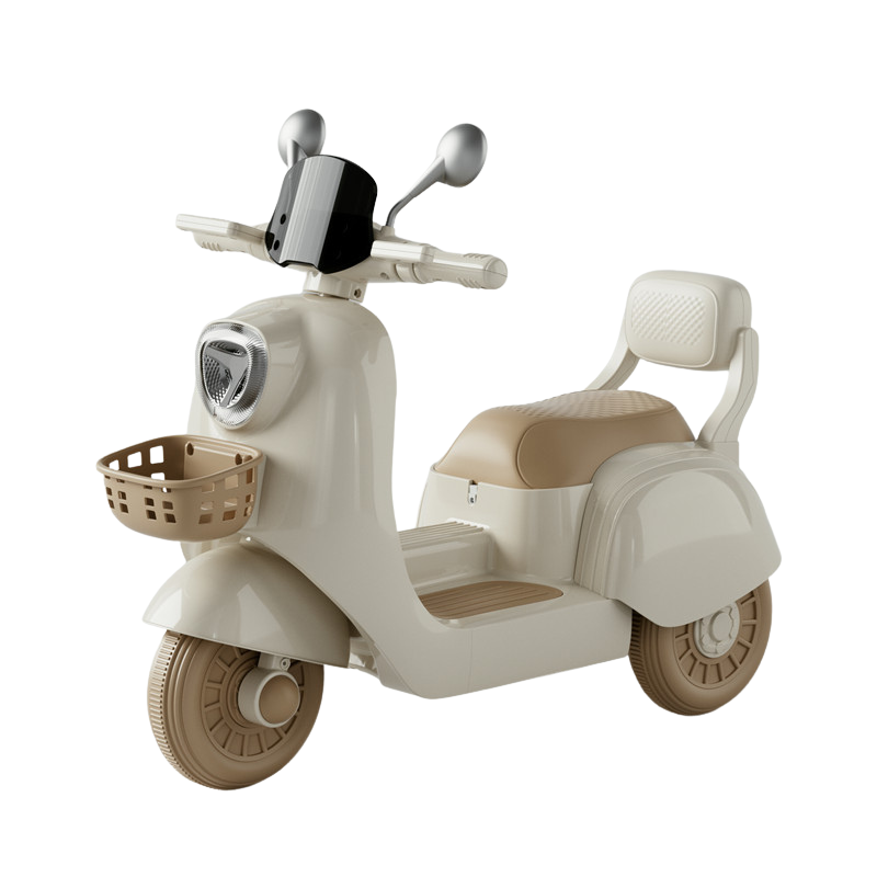 El Scooter til Børn 6V - Cremehvid Retro