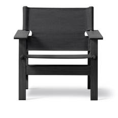 Fredericia Furniture - The Canvas Chair, Black lacquered oak, Black canvas - Fåtöljer - Børge Mogensen - Svart - Naturmaterial/Trä