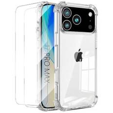 Coque til iPhone 17 Pro Max - BOOLING - Gennemsigtig silicone med forstærkede hjørner - 2 hærdede glas