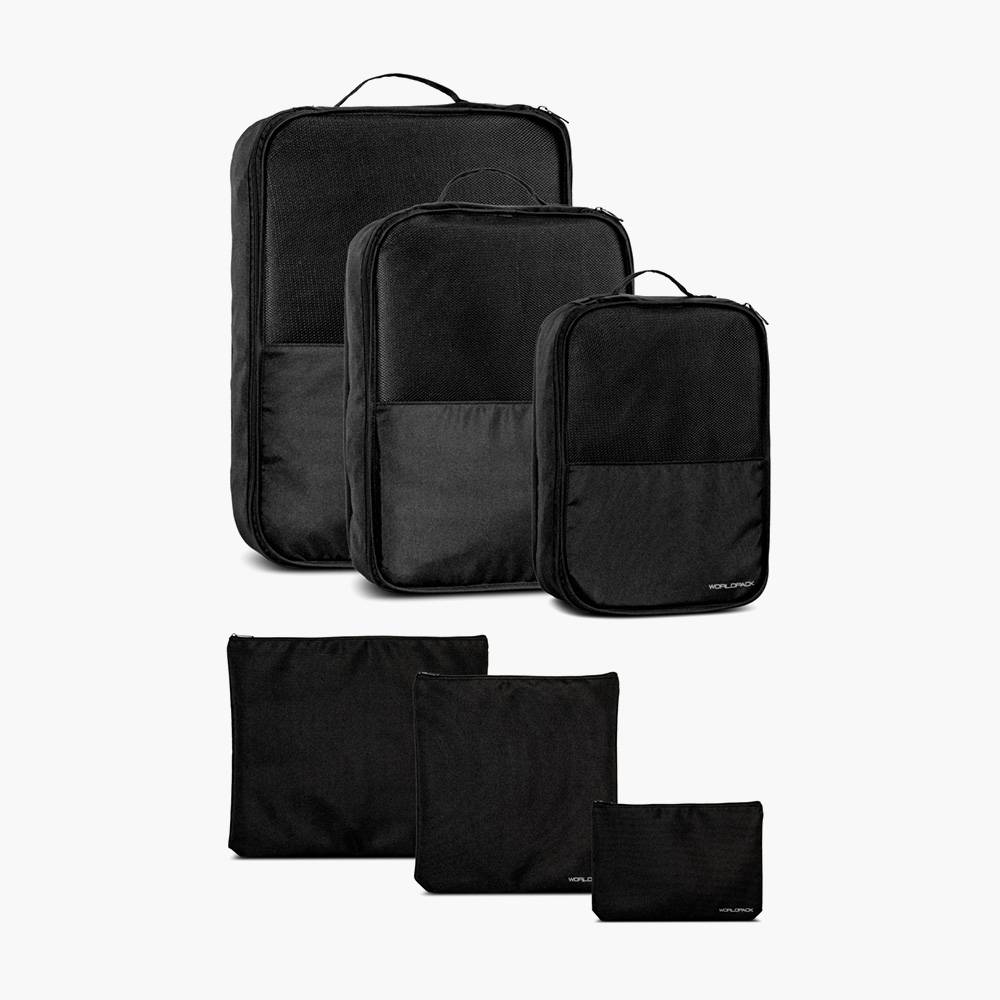 Worldpack - Pakkeposesæt - 6 stk. Sort