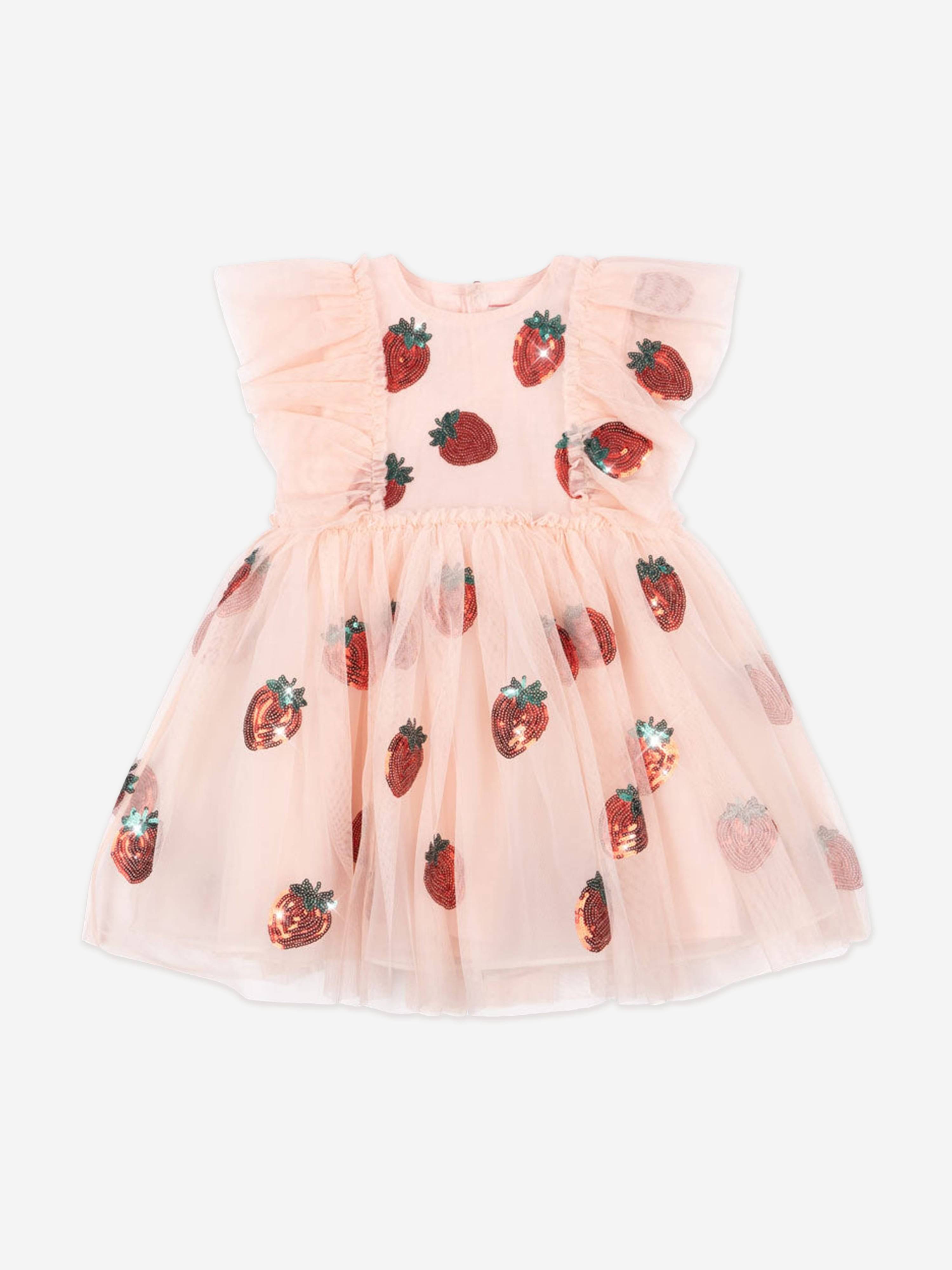 Konges Sløjd Girls Yvonne Frill Dress in Pink - Pink / 18 months