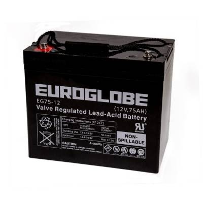 Global 12V EG75-12 AGM Batteri 75Ah 259 x 168 x 208 mm