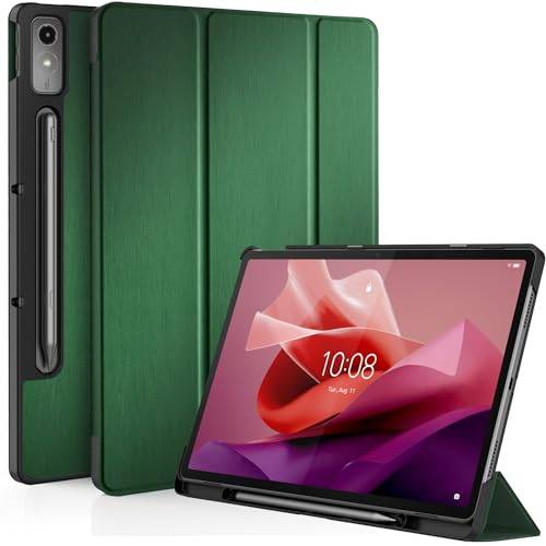 EasyAcc-fodral kompatibelt med Lenovo Tab P12 2023 med pennhållare, ultratunt fodral med stativfunktion, automatisk sömnväckningsfunktion för Lenovo Tab P12 12,7 tum, olivgrönt