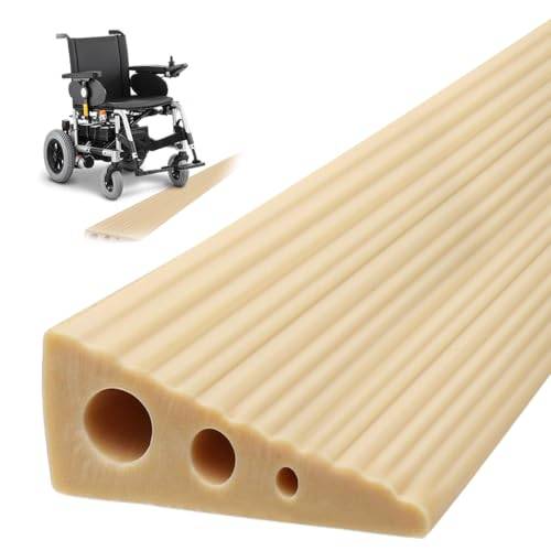 Tröskelramp, 2,5 x 6,5 x 100 cm, självhäftande övergångsramp, tröskelramp i halkfritt gummi för rullstol, barnvagn, rullator, skoter, dörröppningar eller badrum, brun