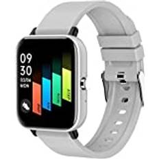 GABLOK Smartwatches Bluetooth talande smartklocka herr HD-urtavla pekskärm Bluetooth musik sport smart klocka för kvinnor elektronik (färg: silver silikonband1, storlek: 1)