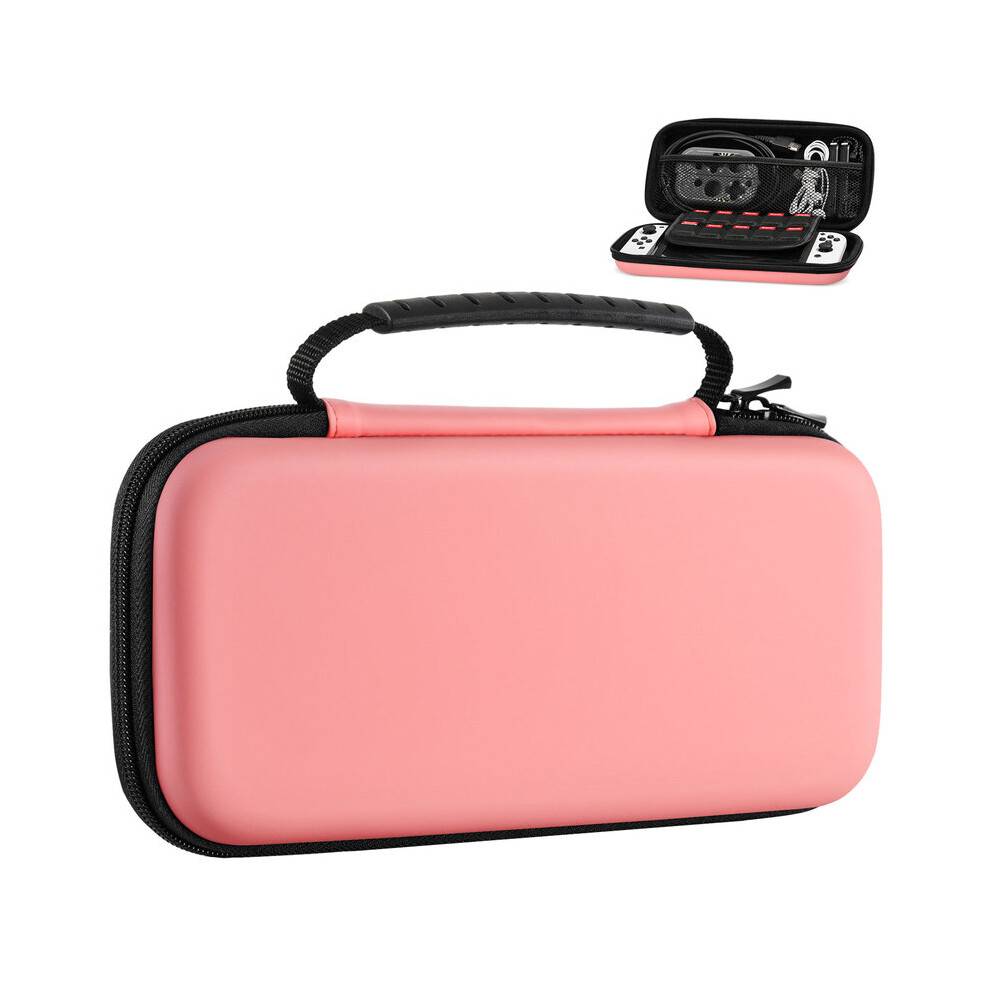 (Grapefruktröd)MoKo Bärfodral för Nintendo Switch och ny Switch OLED-konsol, Portable Hard Shell