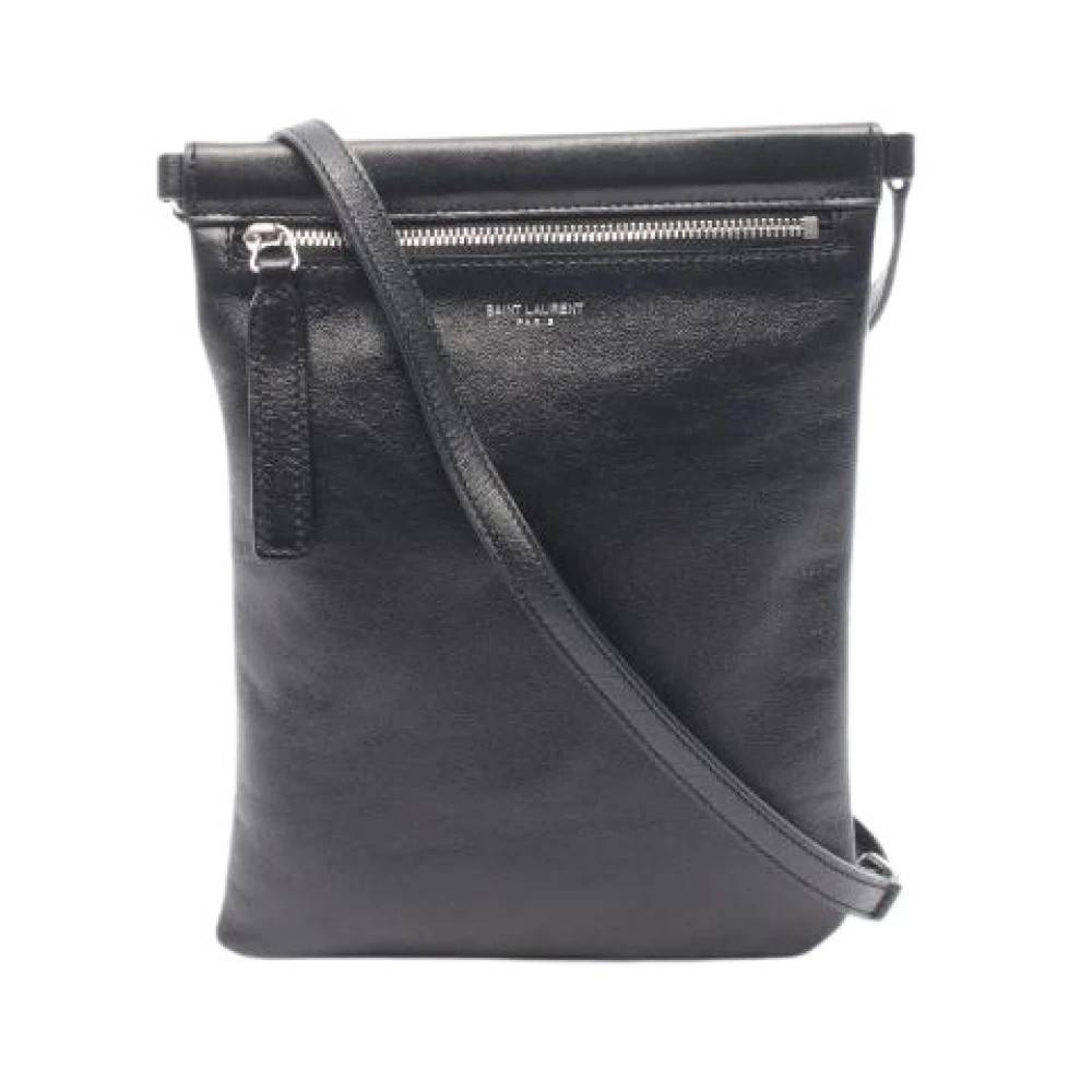 Yves Saint Laurent Vintage Pre-owned Flat Pouch SID Læder Skuldertaske - Vintage - Herre - Sort - ONE SIZE - Uld