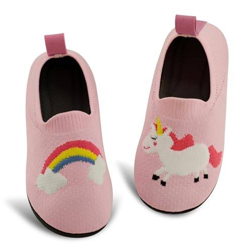 Hausschuhe Kinder Junge Mädchen Turnschläppchen Jungen Barfuß Kinder Hausschuhe Einhorn Dino Fuchs Pantoffeln Atmungsaktive Rutschfest Lauflernschuhe
