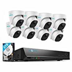 Reolink 4K 16CH PoE CCTV-kamerasystem, 8st 8MP Person- / fordonsdetektering Säkerhet IP-kameror utomhus, H.265 4K NVR med 3TB HDD, Night Vision Waterproof 24/7 inspelning, RLK16-820D8-A