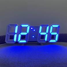 LED Digital Vægur med Glødende Nattilstand Justerbar Elektronisk Bordur Vægur Dekoration Stue LED Ur Blue