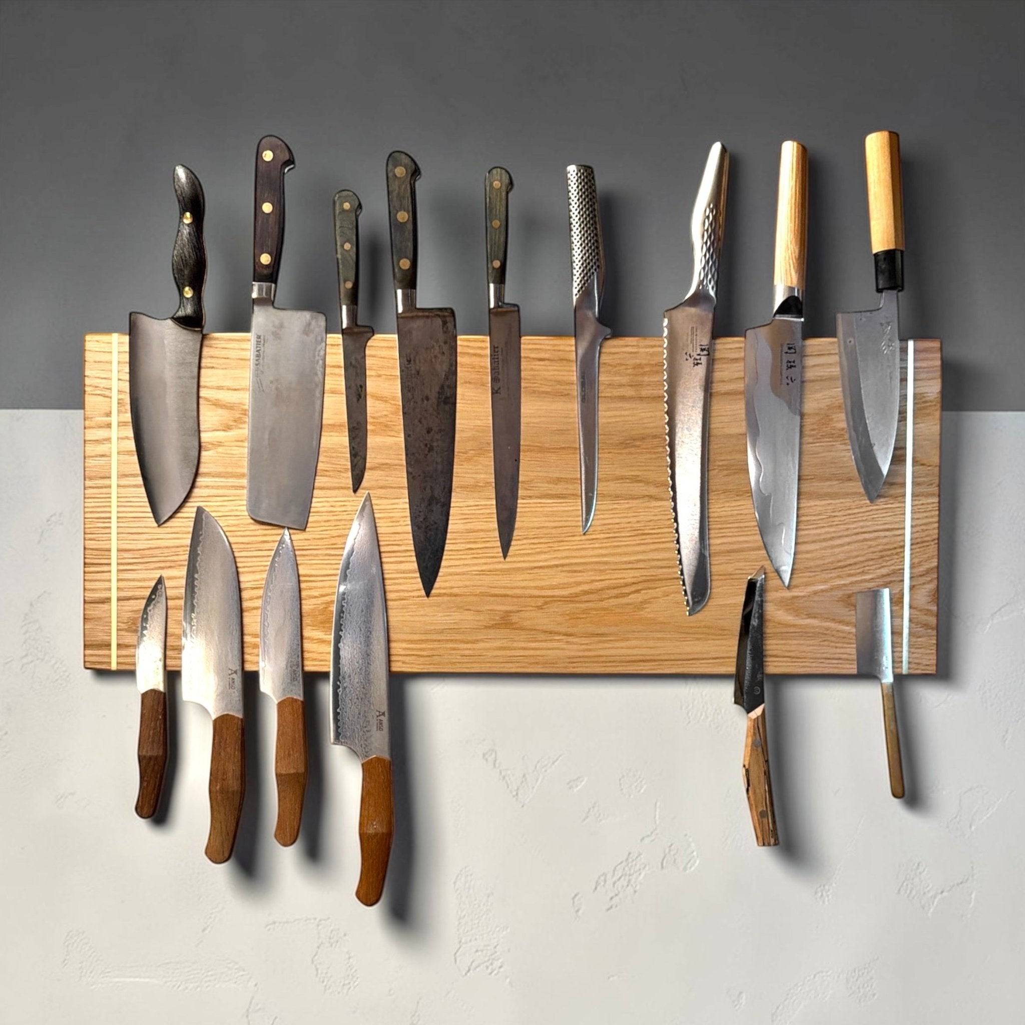 Defined – wide magnetic knife rail in multiple sizes and wood species - 60cm / 18 cm / Smoked oak