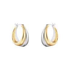 Curve medium ørering sølv og 18 kt. guld