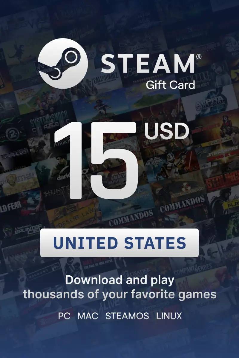 Steam Wallet $15 USD Gift Card (US) - Digital Code.