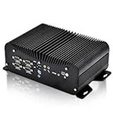 KingnovyPC Fanless miniPC, i7 1165G7, industriell stationär dator, 64 GB RAM, 2TB SSD, 2 NIC, 8 USB, 6 COM RS232, PS/2, GPIO, HDMI, VGA-port, metallfodral, W-11 Pro