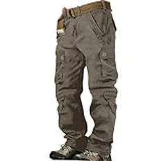 Generico Arbetsbyxor Herr Lätta Lösa Lediga Vandringsbyxor Bekväma Baggy Eleganta Byxor Vandring Flera Fickor Cargobyxor Stretch Bomull Sommarbyxor Fickade Byxor, Brun, 30