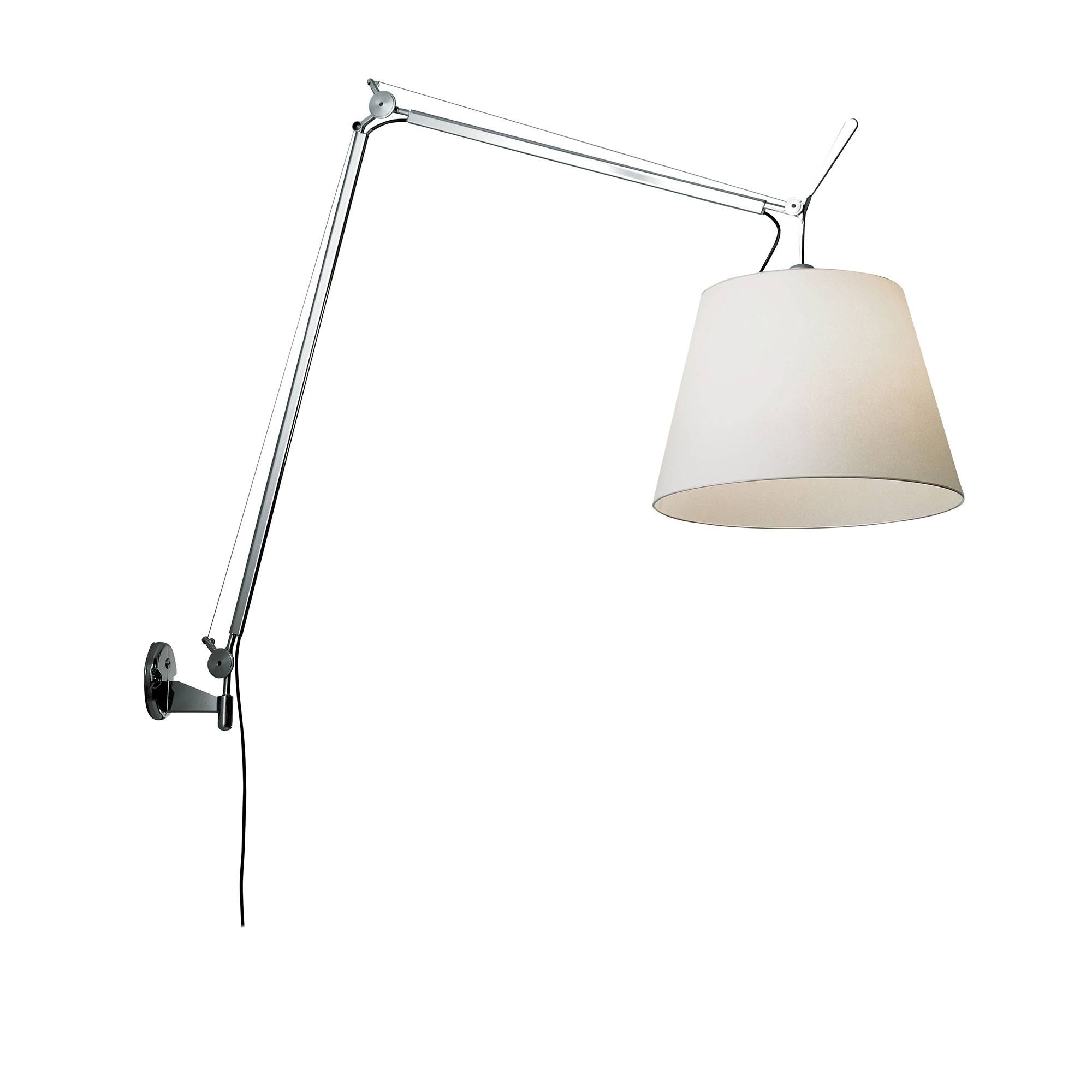 Artemide - Tolomeo Mega Skrivbordslampa, Aluminium, Skärm i Svart satintyg Ø 32 cm, Med On-off knapp - Skrivbordslampor - Giancarlo Fassina,Michele De Lucchi - Silver