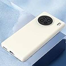 Telefonmode Kompatibel med Vivo X90-fodral, smalt flytande silikonfodral, 3-lagers heltäckt mjukt gelgummifodral Skyddsöverdrag med anti-repor, mjukt mikrofiberfoder Telefonfodral(Antique White)