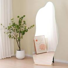 OSJ Standing Irregular Standing Wooden Stand Full-length Mirror, Full-length Mirror, Mirror, Non-Frame Mirror, Full-length Mirror, Stylish, Large,