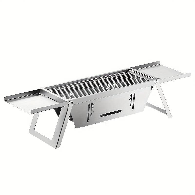 TEMU 1pc Stainless Steel Bbq Grill, Outdoor Charcoal Thickened Folding Barbecue Grill, Household Small One-second Foldable Charcoal Kebab Grill