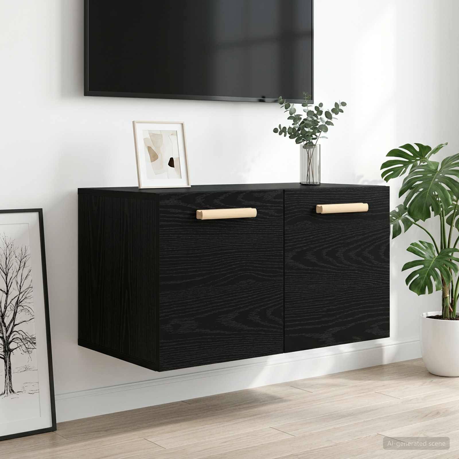 vidaXL Vægskab Sort eg 60 x 36,5 x 35 cm Konstrueret træ