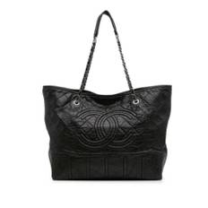 Chanel Vintage, Pre-owned, Dame, Sort, ONE SIZE, Uld, Pre-owned Laeder totes